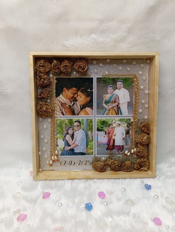 Golden Pearl Wedding Memory Collage Frame (Customized)