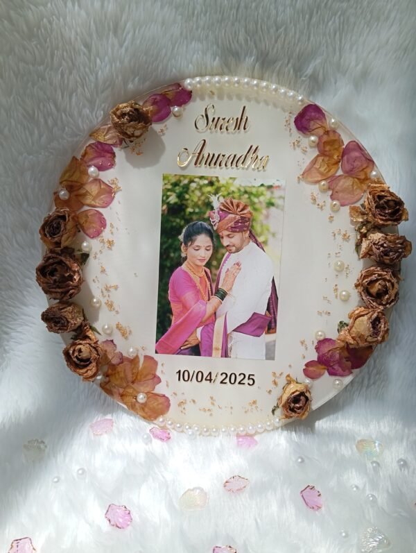 Golden Petal Pearl Wedding Bloom Preservation Frame (Customized)