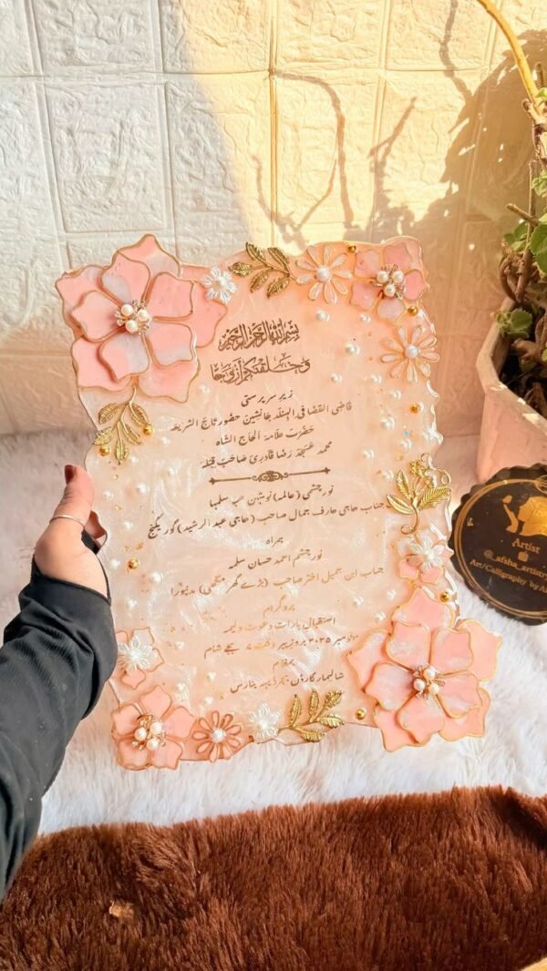 Customized Floral Resin Invitation Plaque