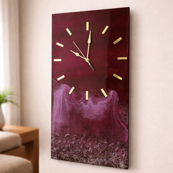 Elegant Maroon Abstract Wall Frame Clock
