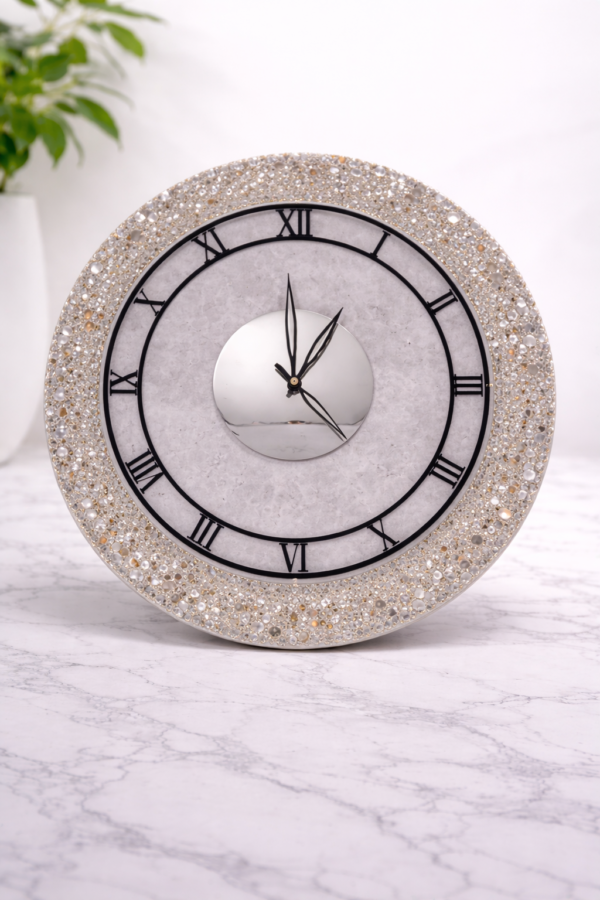 Handmade Crystal Epoxy Resin Wall Clock with Roman Numerals