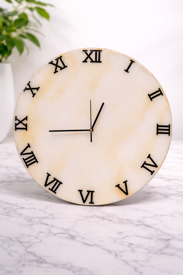 Pearl White Marble Resin Wall Clock